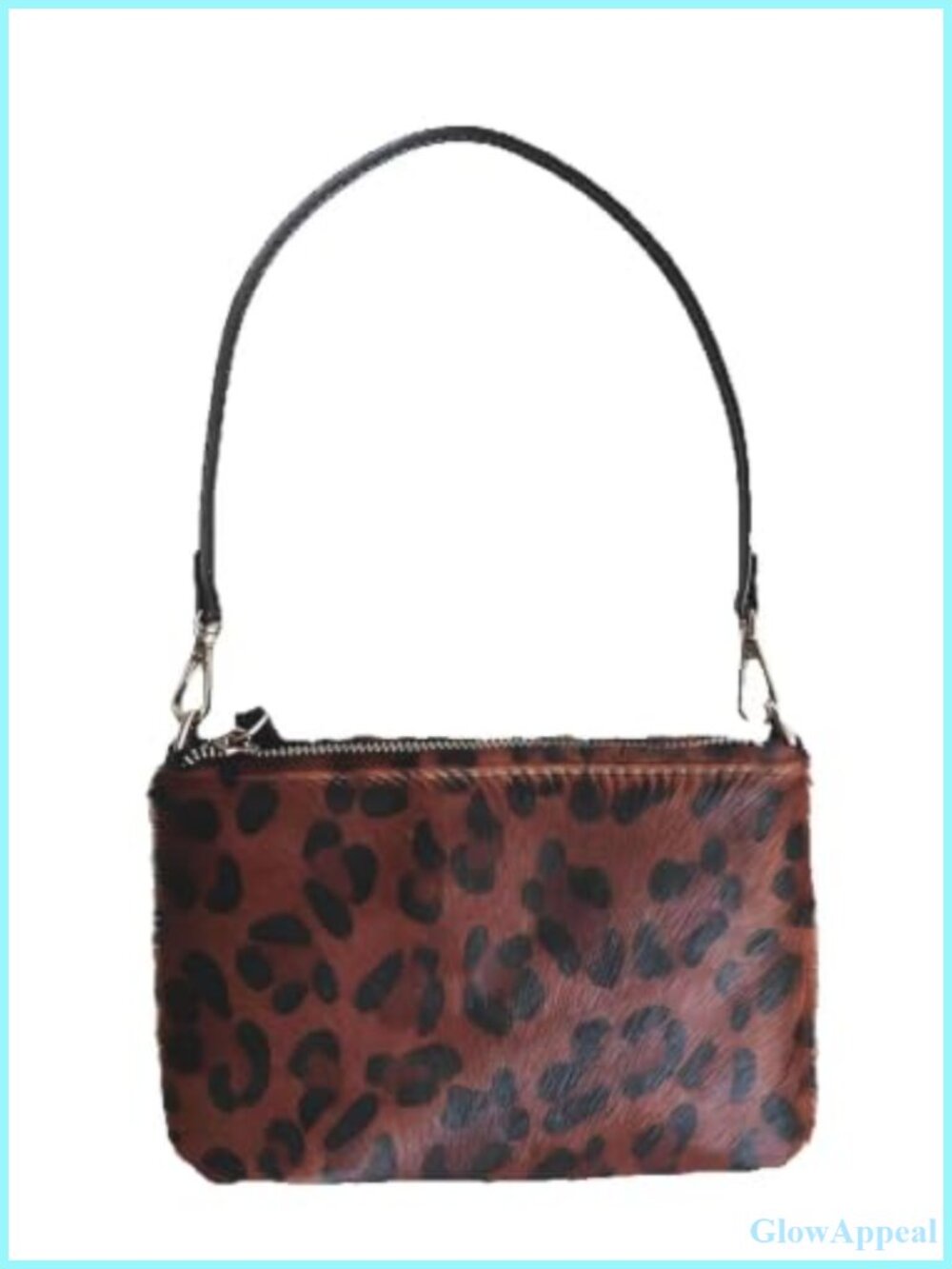 Calf Hair Leopard Print Mini Evening Clutch Bag with Chain Strap
